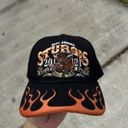 Vintage Black and Orange Sturgis Biker Cap