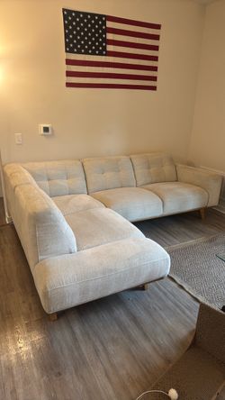 White, fabric couch, like new, clean,
