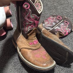 Pink & Brown Girls Cowboy Boots Size 2