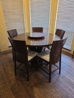 Round Counter-Height Dining Table with 5 Chairs