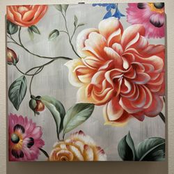 Floral Wall Art Canvas 27.5 X 27.5