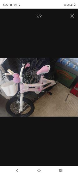 Kids Pink and White Bicycle with Basket