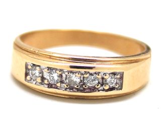 Mens 5-Diamond/14K Gold Wedding Band
