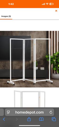 RED LANTERN 5.75 FT TALL CLEAR PLASTIC PARTITION ON WHEELS WHITE