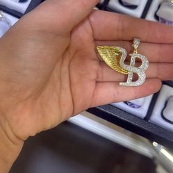 Gold, Initial, Letter, B With Diamonds 