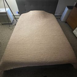 Crate & Barrel Tate 38” Queen Tufted Upholstered Bed W/ Leesa Queen Memory Foam Mattress