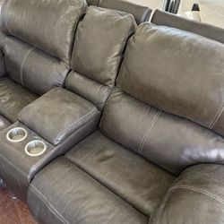 Reclining Leather Loveseat 