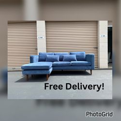 Blue Sofa With Chaise | Free Delivery 