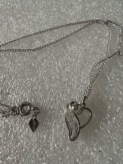 VTG Sarah Coventry Signed 18” Chain & Silver Tone Heart Pendant w/ Rhinestone