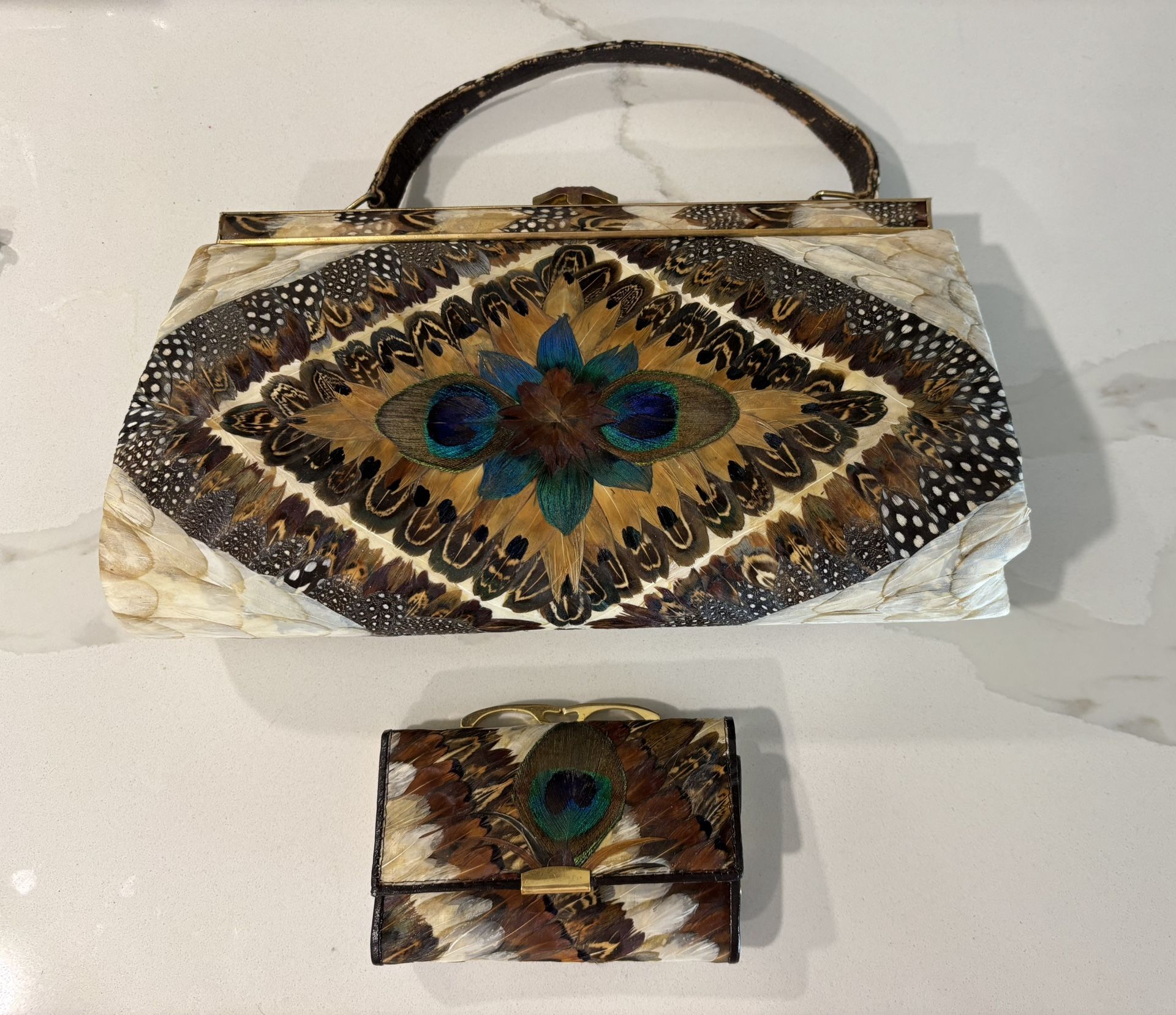1960s Peacock Purse & Change Pouch