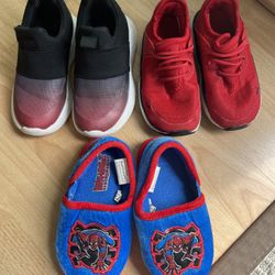 Toddler Boys 2 Pairs of Sneakers & 1 Pair of Slippers, Size 8