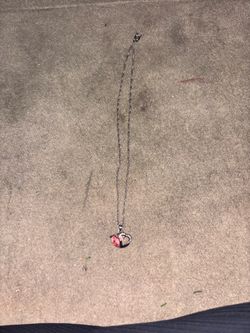 Silver Chain Necklace with Pink Heart Pendant