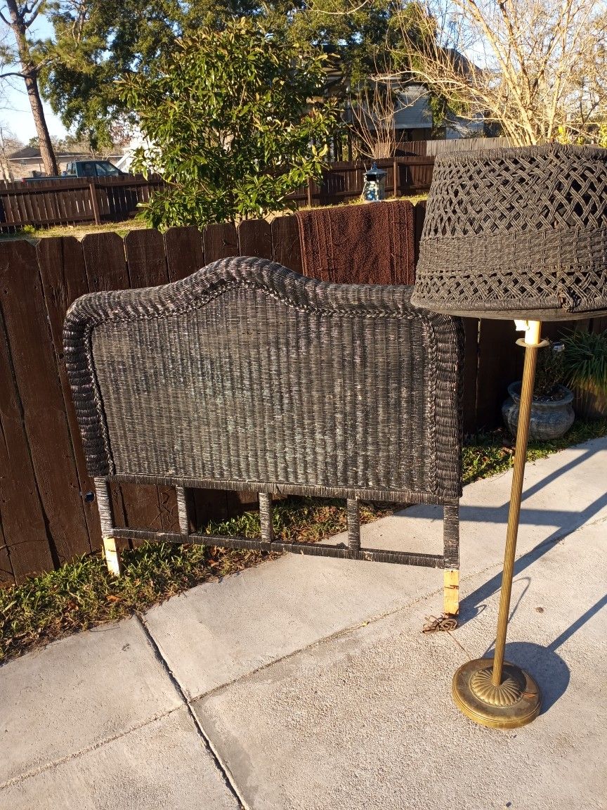 Wicker HEADBOARD AND Lampshade