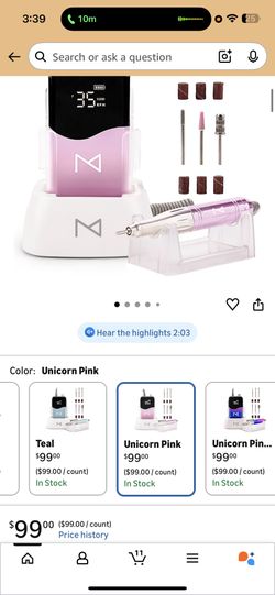 M Mase- Professional Nail Drill Machine - Coreless 2-in-1 Nail File - Electric, Cordless, 35000 RPM, HD Display - Electric Nail Drill for Professional