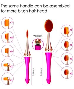 New Oval Toothbrush Foundation Makeup Brush Set Professional, Detachable Makeup Brush Set,with Magnetic Bristles,Gift Packing 9 PCS