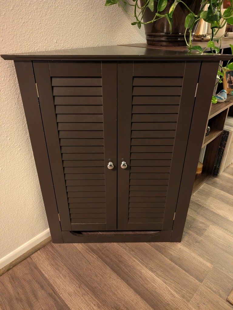 Brown Wooden Corner Cabinet 