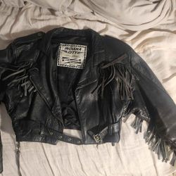 VINTAGE Leather Jacket W/ Fringe
