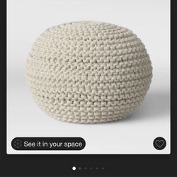 Cloverly Chunky Knit Pouf Cream - Threshold™: Round Cotton Footrest