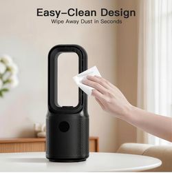 Let'me Bladeless Desk Fan Small Quiet, 5-Speed Bedside Table Fan With 3-Level Brightness Night Light, 72° Oscillation, 9-Hour Timer, Wired Power With 
