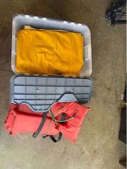 Raft plus life vests