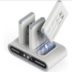 GOODaaa Portable Charger, 3-Pack 10000mAh Slim Power Bank Built in Cables Family Power Hub with 140 DlY Stickers, Charging Station Set for iPhone 17/1