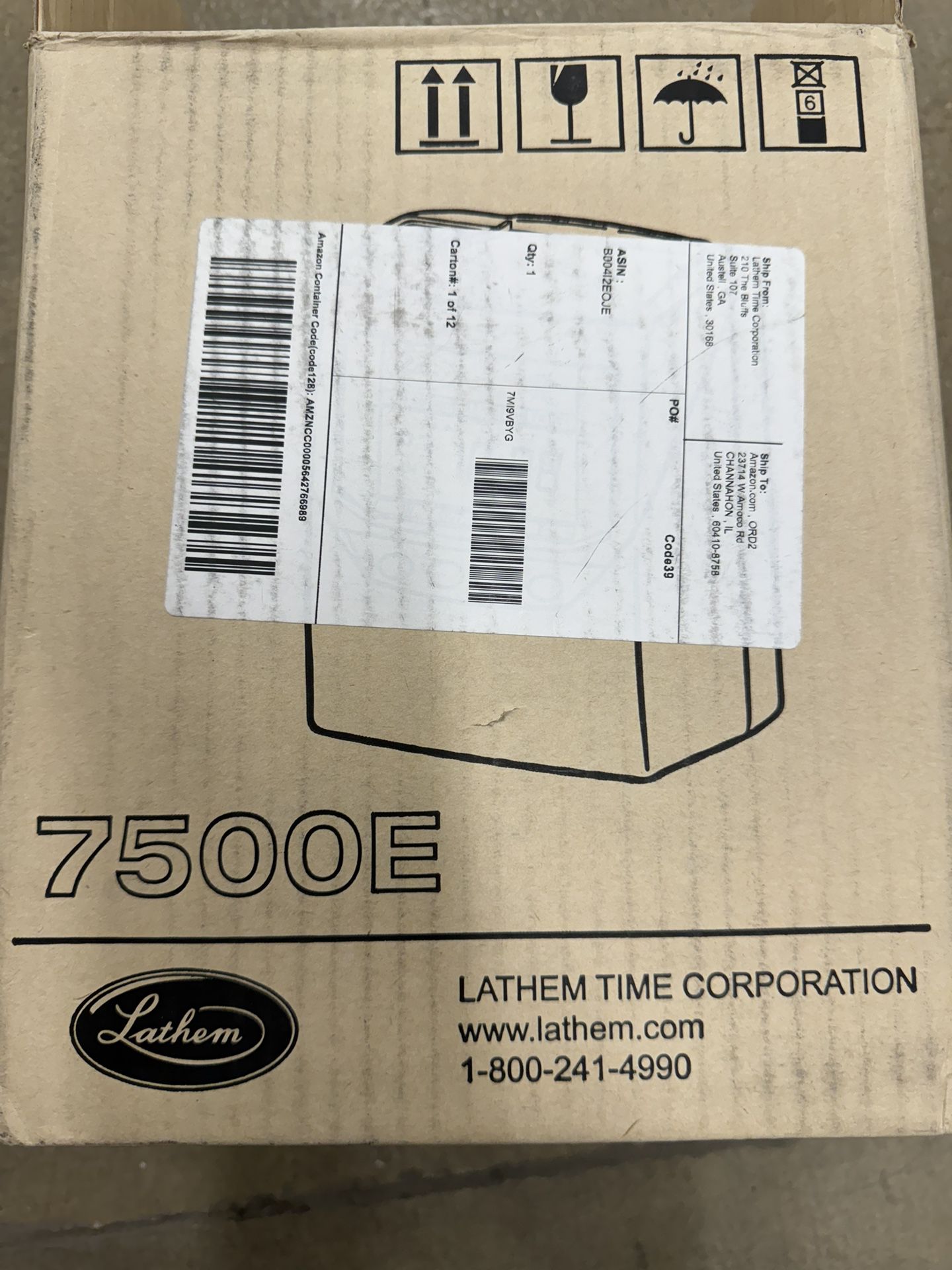 LATHEM TIME 7500E CALCULATING TIME RECORDER, CHARCOAL GRAY--OPEN NEW BOX