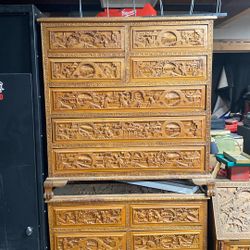 Hand carved dressers and desk dresser