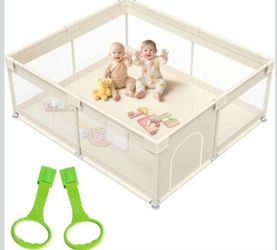 Mloong Large Baby Playpen for Toddler - 69×59in Babies Play Pen Playard Active Center Beige