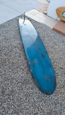 Longboard Surfboard Blue Single Fin