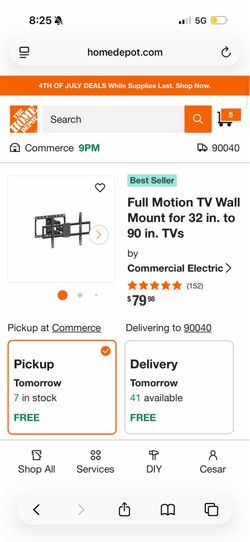 Extended full motion tv wall mount fits 32-98"