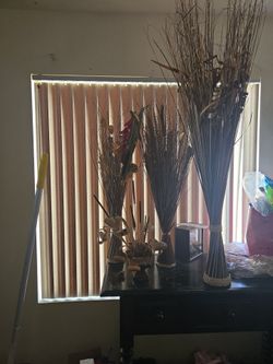 Dried Botanical Arrangement Set of 3 and  1 vase