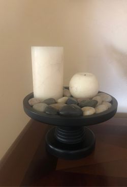 Home decor candles with stand and rock decor