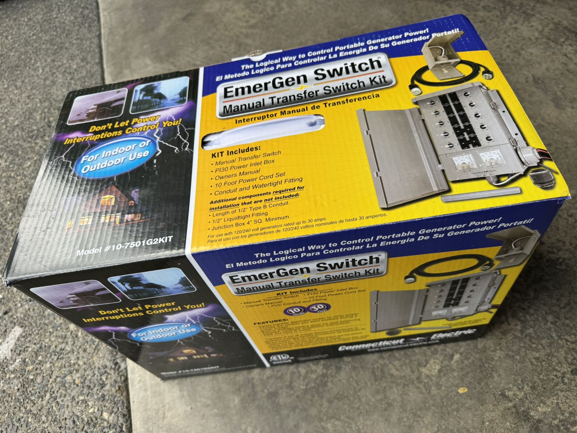 Connecticut Electric 30 Amp 10-Circuits G2 Manual Transfer Switch Kit with 30 Amp Inlet and 10 ft. Cord