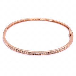 Ladies 14k rose gold diamond bangle bracelet