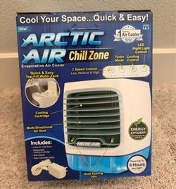 Arctic Air Chill Zone Evaporative Cooler with Hydro-Chill Technology, Portable Fan with 4 Adjustable Speeds, 8-Hour Cooling, Fan for Bedroom, Living R