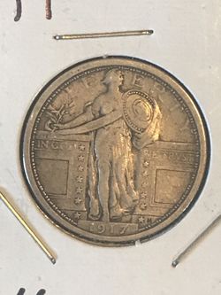 1917 Type 1 Standing Liberty Quarter Dollar Silver  Nice Coin 