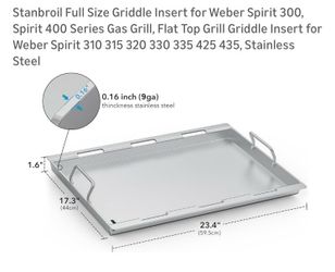 NEW‼️$80 OBO Stanbroil StainlessSteel Full Size Griddle Insert-Weber Spirit 300, 400 Series Gas Grill- $100 Retail