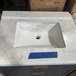 30” Bathroom Vanity in blue , single sink soft close solid wood with vanity top in white  $499  Luke’s liquidations warehouse Address:  2434 N Forsyth