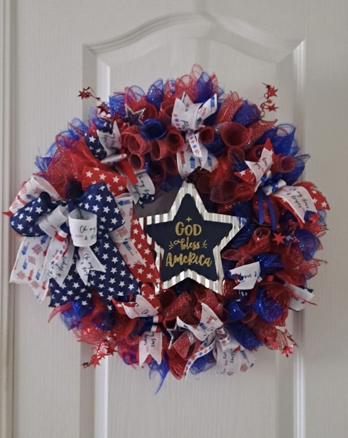 Patriotic Deco Mesh Wreath