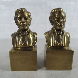 Abraham Lincoln Vintage Philadelphia Mfg. Co. Solid Brass Bookends

