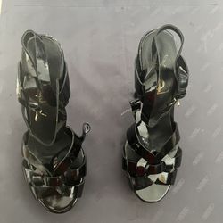 Ysl tribute sandal black 365 t strap jelly shoes yves saint Laurent heels 