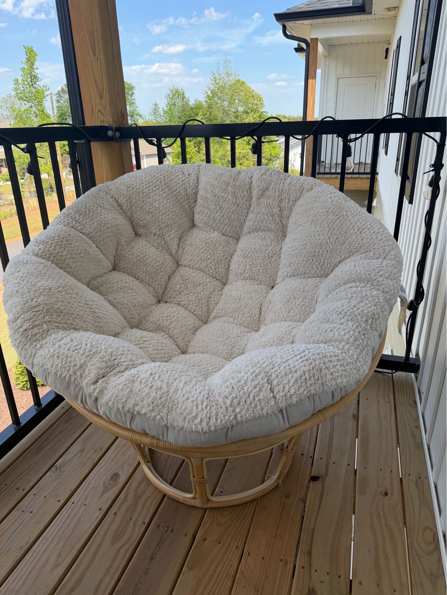 Papasan Chair with Thick Plush Cushion