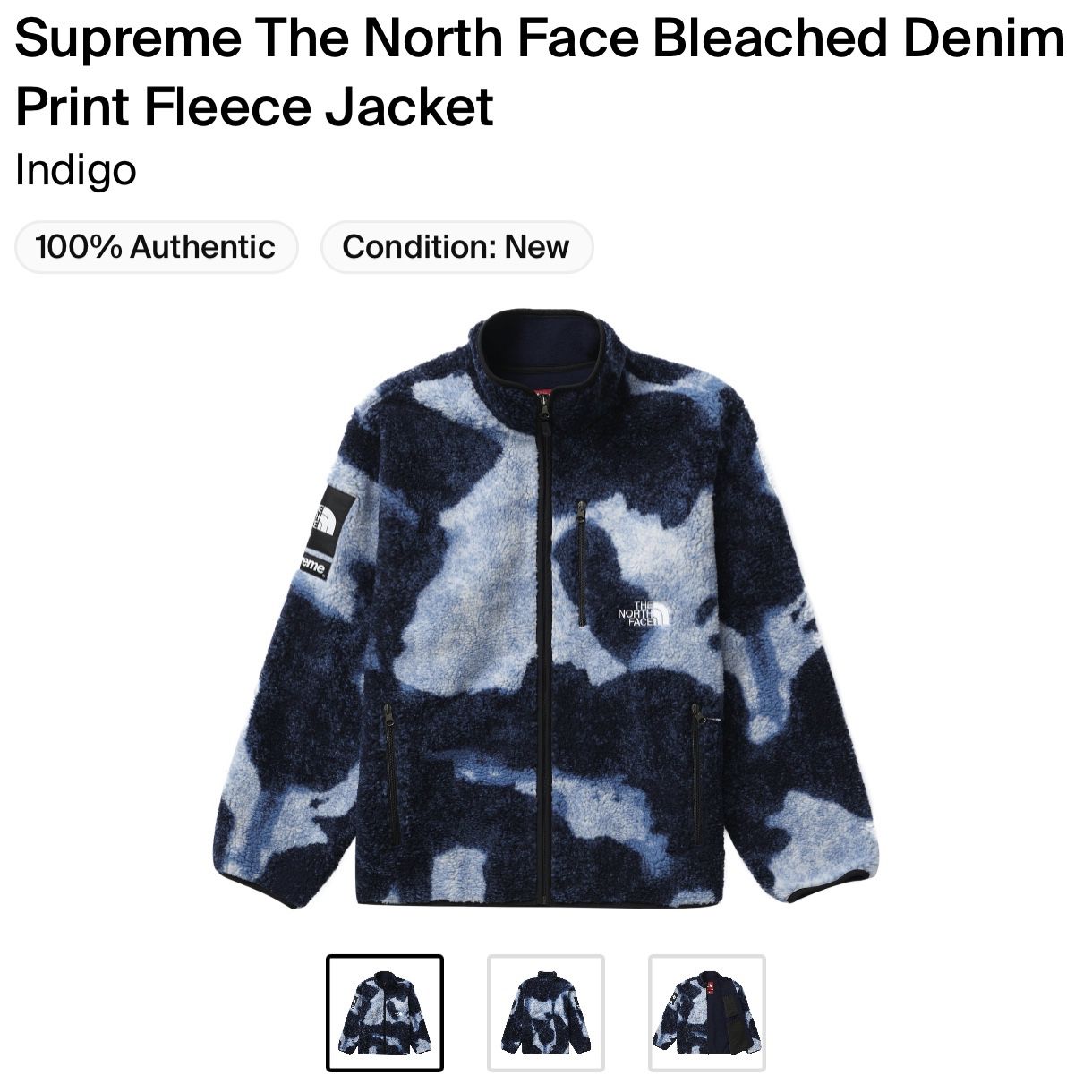 TNF Bleached Denim Print Fleece Jacket-