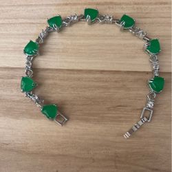 Silver Bracelets Green Jade Bracelets Heart-shaped Bracelets Jewelry Jade 