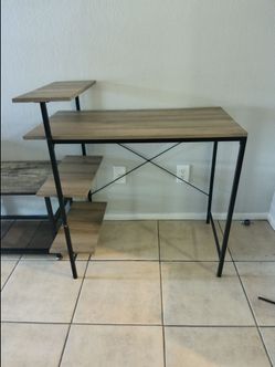 L-Shaped Desk with Side Shelves  15$ mesa pick up location Great Buy