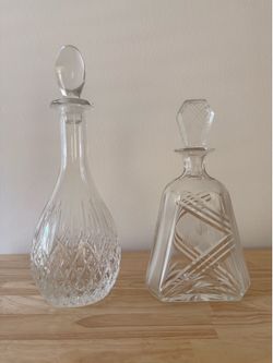 Vintage Crystal Decanter Set (2) with Stoppers