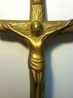 Brass CHRISTIAN 11" CROSS Crucifix Wall Plaque