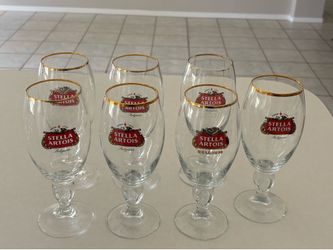 Stella Artois Belgium Gold Rim Large Beer Glass Chalice 40 Cl Good Condition