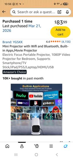 YGSKK Mini Projector with WiFi and Bluetooth with projector screen.
