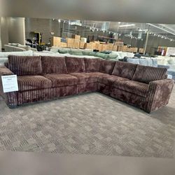 Brown Corduroy Sectional Sofa 